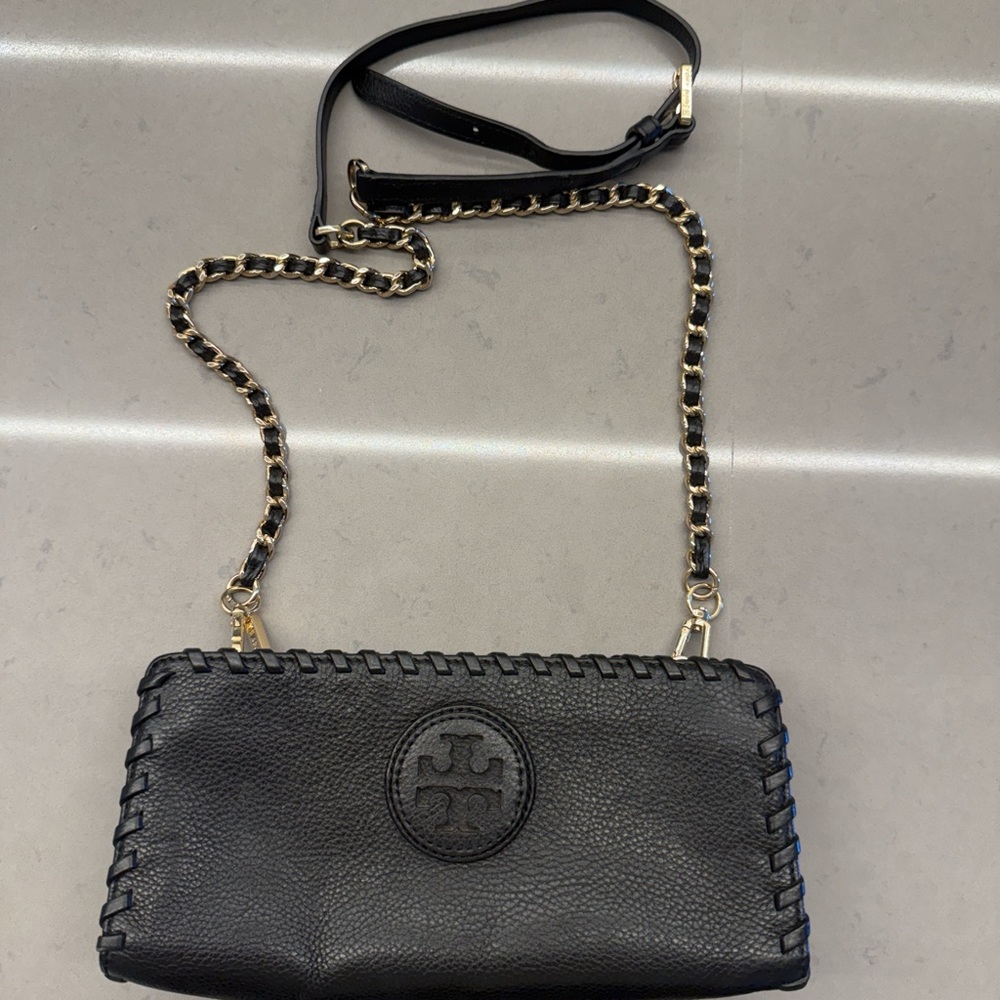 Tory Burch Black Crossbody Bag with Gold Chain